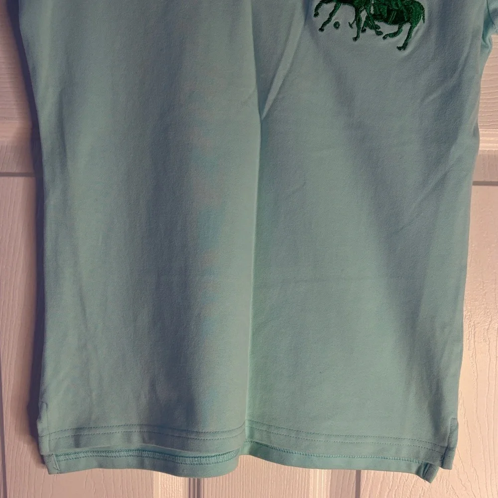 Ralph Lauren Girls Aqua Polo Shirt with Large Logo size Large